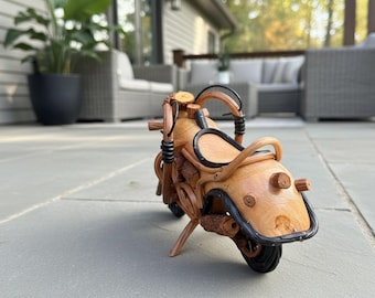 木製 ハーレー風 バイク 置物 Harley Davidson風 木彫り Wood 