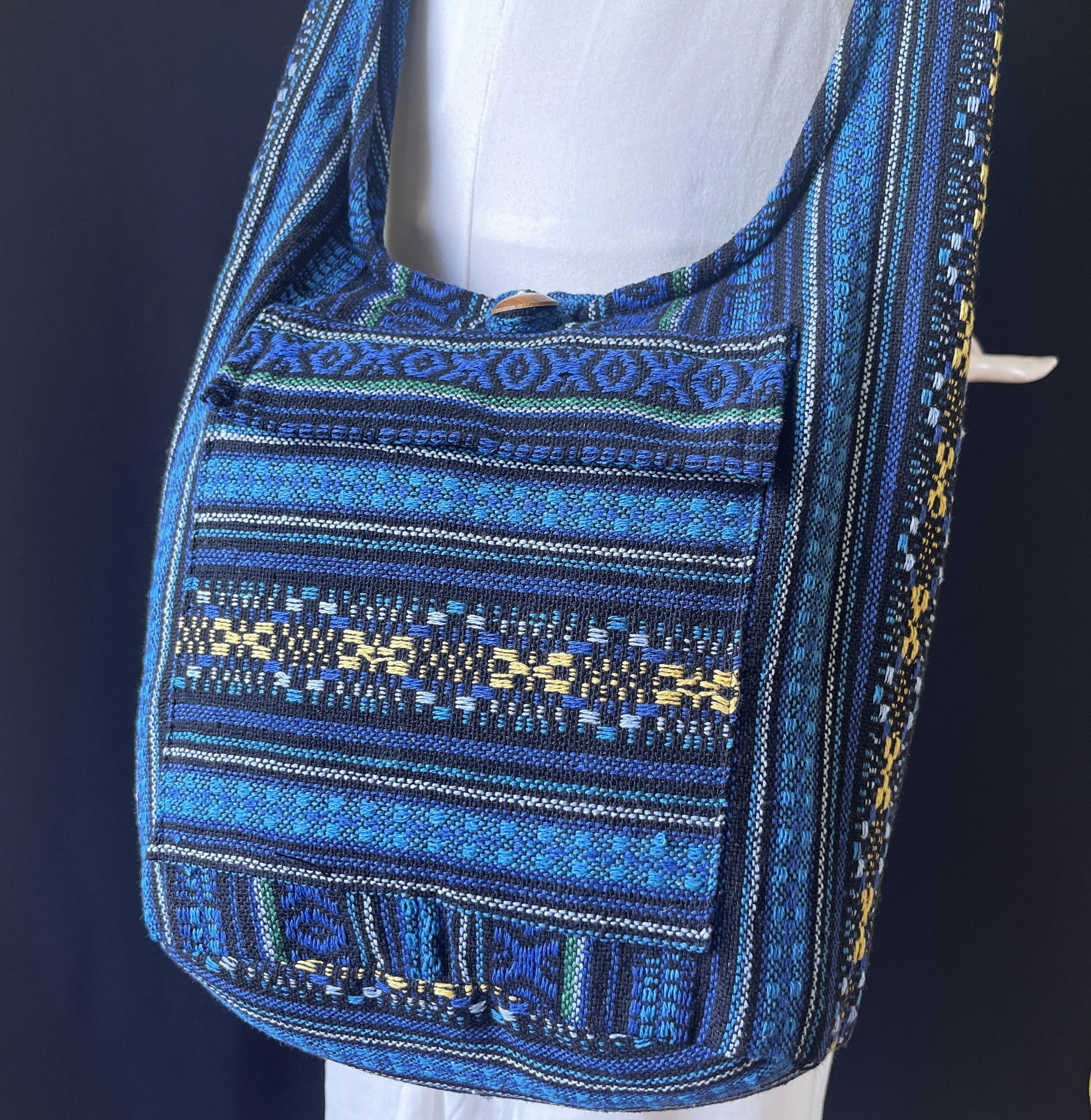 Aztec Tribal Pattern Medium Boho Bag | Crochet Crossbody Bohemian Bag Rust Red