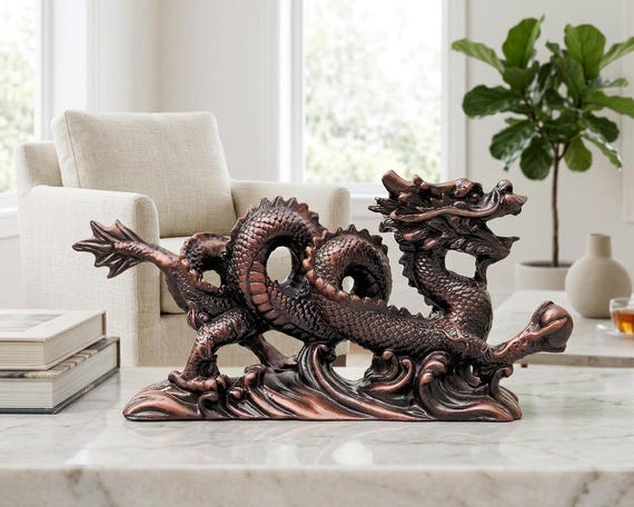 Buy Chinese Dragon Holding Pearl Statue Resin Figurine Protection