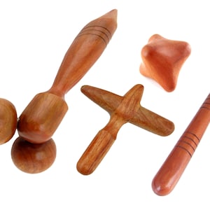 Wood Massage Tool Set 4 Reflexology Trigger Point Self Massager