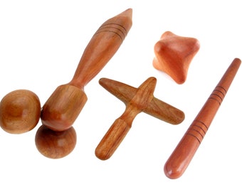 Wood Massage Tool Set 4 Reflexology Trigger Point Self Massager