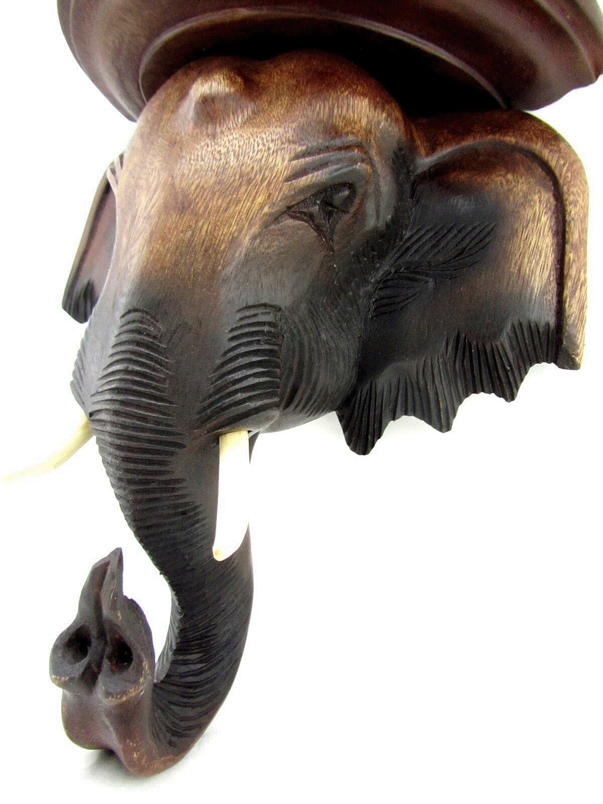 Large Carved Wood Elephant Head Wall Decor Art Sculpture Etsy