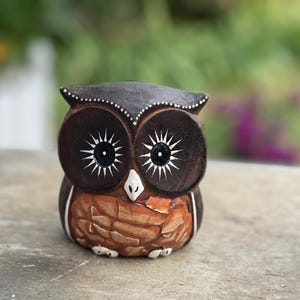 Owl - Traditional Burdwan Wood Craft Handpainted Sculpture (Small) 05