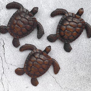 Sea Turtle Wall Hanging | Resin Figurine Ocean Art Gift | Beach House Decor | Coastal Home Accent 4&quot;