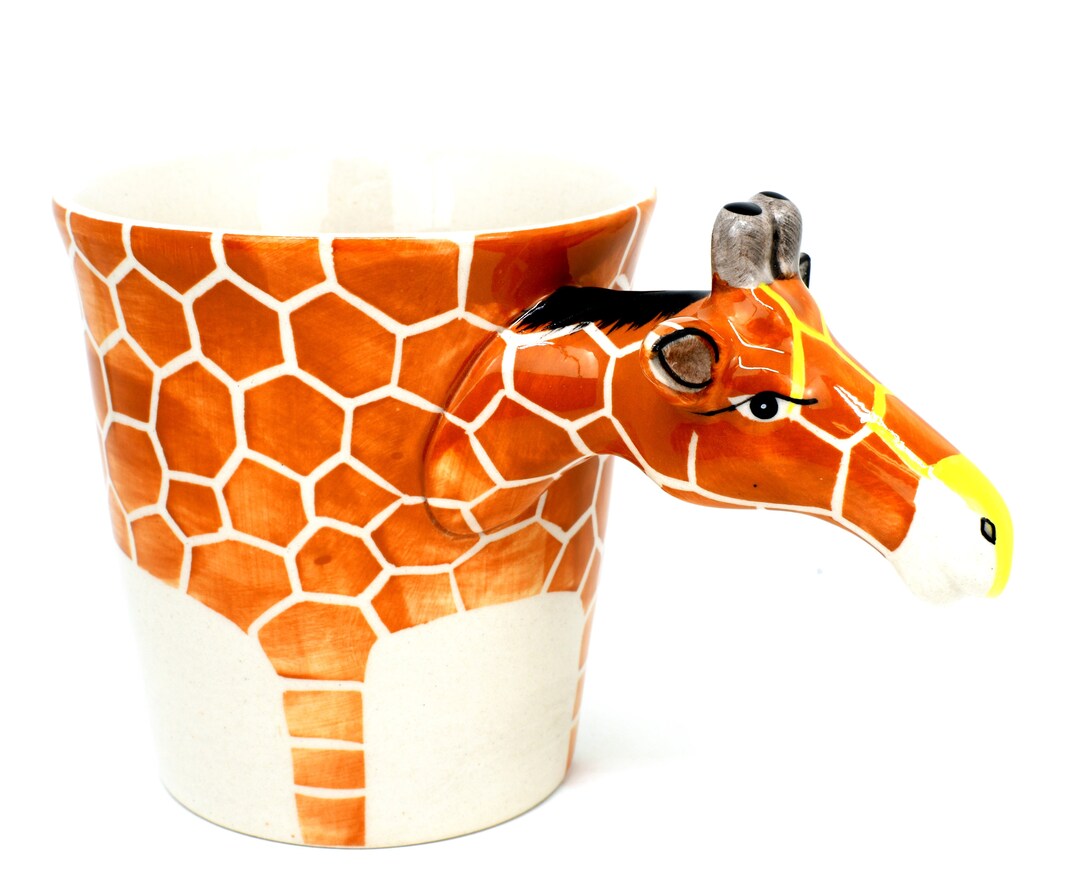 Giraffe Coffee Mug Porcelain Handpainted 3D Animal Shape Hot Etsy UK