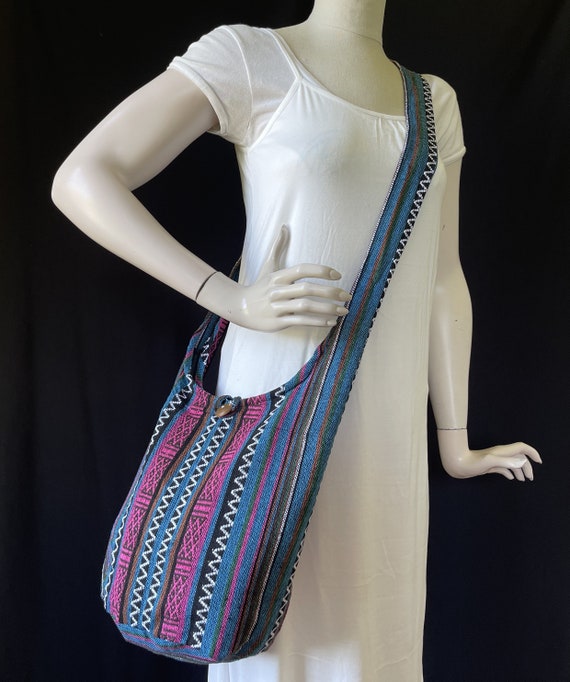 Aztec Crossbody Bag Boho Hippie Sling Cotton Fabric Cross Body