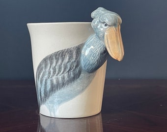 Hand-Painted Shoebill Stork Mug: 3D Animal Porcelain Coffee Cup