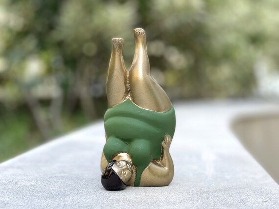 Fat Woman Figurine Yoga Pose Statue Small Resin Art Sculpture