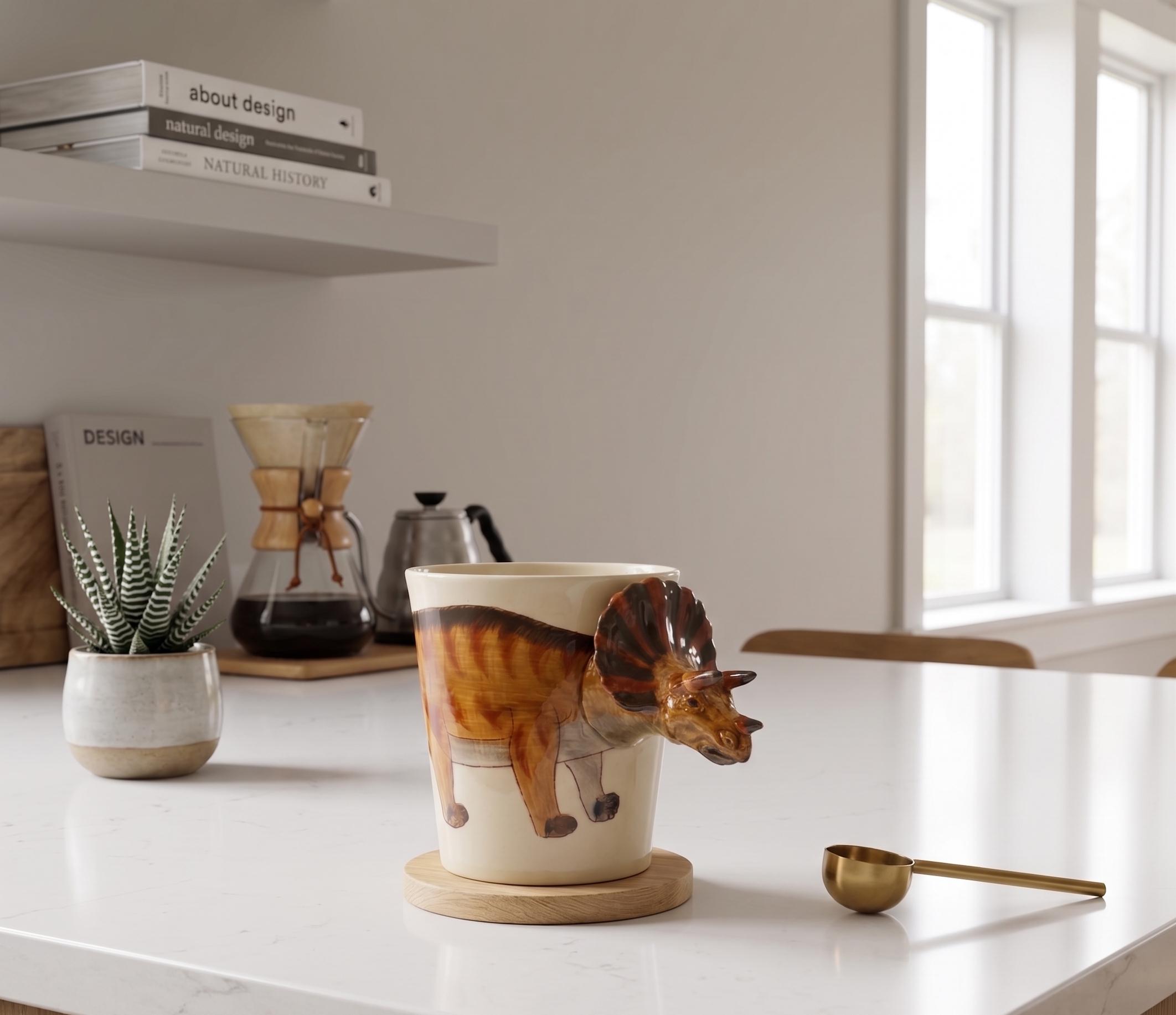 Triceratops Dinosaur Coffee Mug Porcelain Handpainted 3D Animal Shaped Hot  Drink Cup 10 Oz. - Etsy