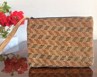 Woven Paper Wristlet Small Cosmetic Bag for Purse Pouch with Strap