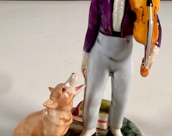 Royal Doulton Figurine The Young Master HN2872 1979 Boy with Violin Dog Fine Bone China Made in England Collectible Vintage Decor