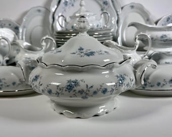 Rare Pieces Available – Vintage Johann Haviland Bavaria Blue Garland Porcelain Silver Trim, 1950s–1970s