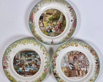 Villeroy & Boch Foxwood Tales Brian Paterson 1994 Set of 3 Vintage 6.5 Inch Plates Cottagecore Woodland Animal Decor
