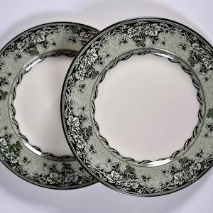 Wedgwood Kent Dinner Plates Set of 2 Green Transferware Williams Sonoma England