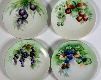 1916 Favorite Bavaria C Hutschenreuther Luken Signierte Handgemalte Obstteller Set 4 Antikes Deutsches Porzellan