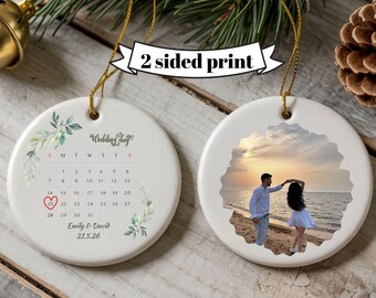 Ornement de date de mariage personnalisé, calendrier personnalisé, souvenir de fiançailles