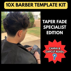 Barber Social Media Templates | TAPER FADE Specialist Canva Kit | IG Reels CapCut Bundle | Price List | Business Card Template | Digital Download for Barbershop Marketing