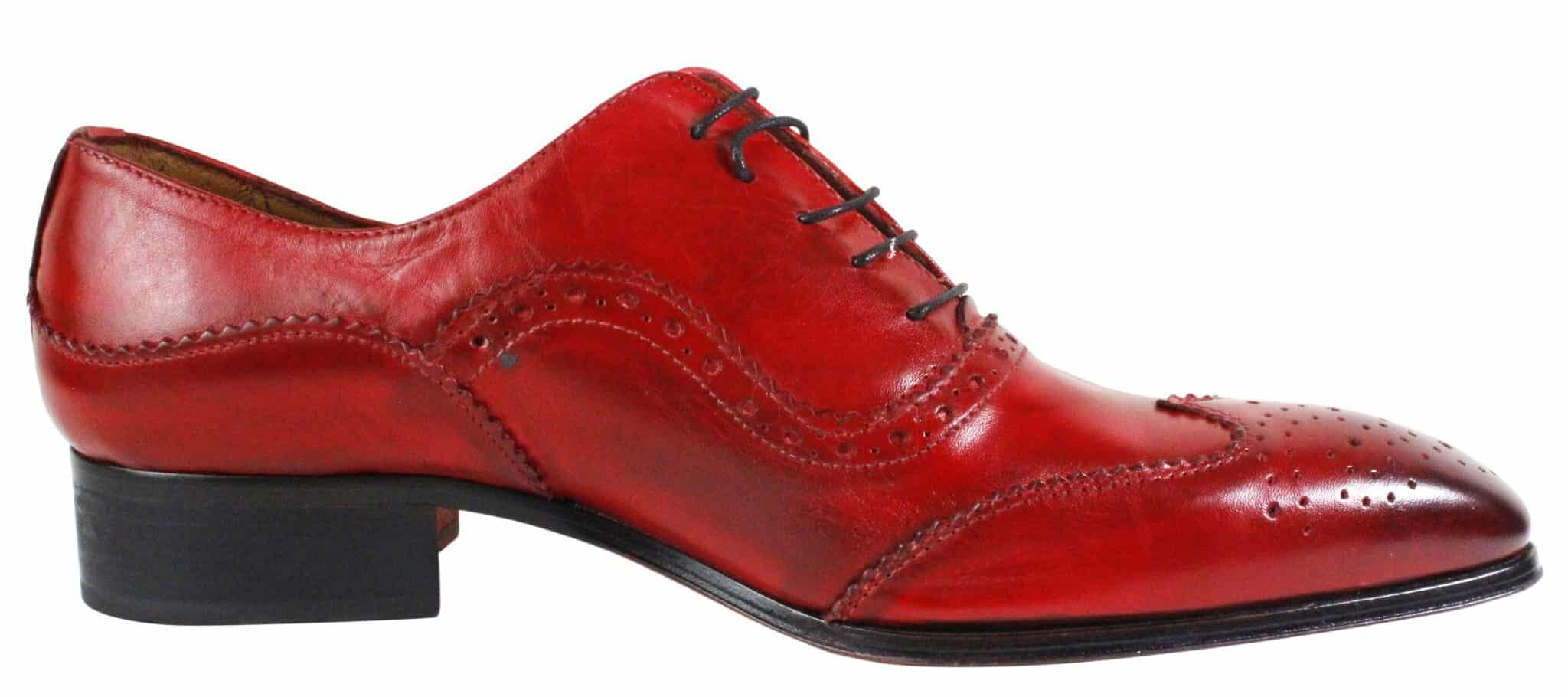 IVAN TROY Baki Red Italian Oxford Leather Shoes for Men display picture 1
