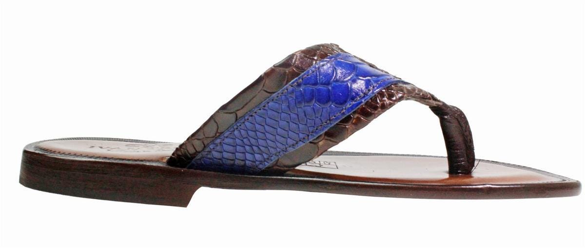 Luca Blue Mens Italian Leather Sandals Shoes - Etsy display picture 3