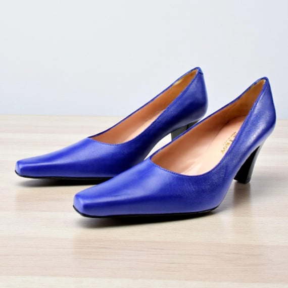 Ivan Troy Bibi Blue Italian Leather Dress Shoes Pointy Toe Slip On