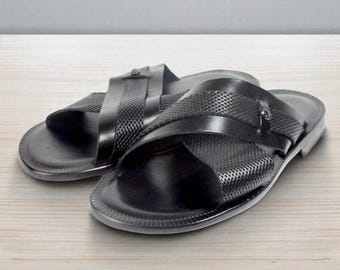 Sandały męskie Levi Black z włoskiej skóry