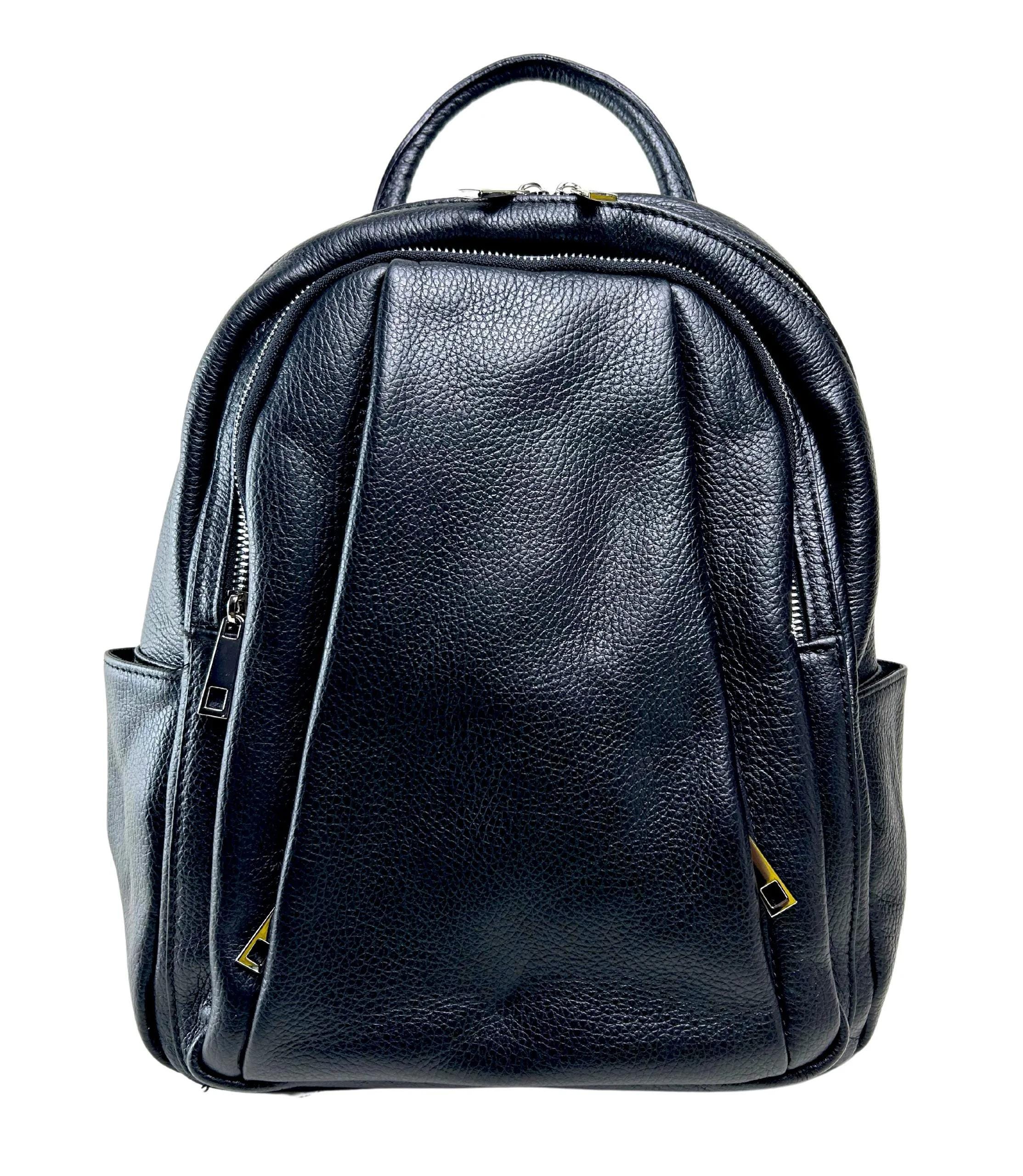 4803 Italian Leather Leather Backpack Purse Travel Bag - Black Italian Leather Backpack: Black Women main image 4