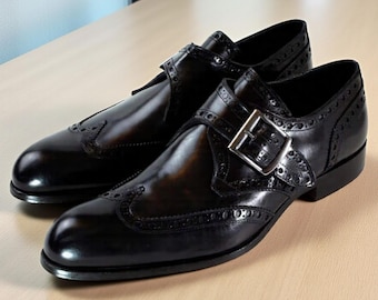 Ivan Troy Karim Black Monk Strap Shoes Men’s Dress Shoes