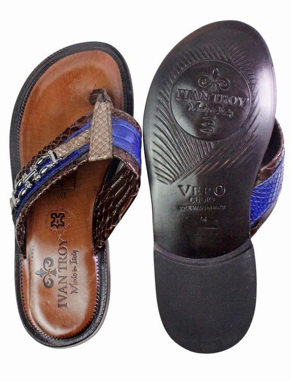 Luca Blue Mens Italian Leather Sandals Shoes - Etsy display picture 1