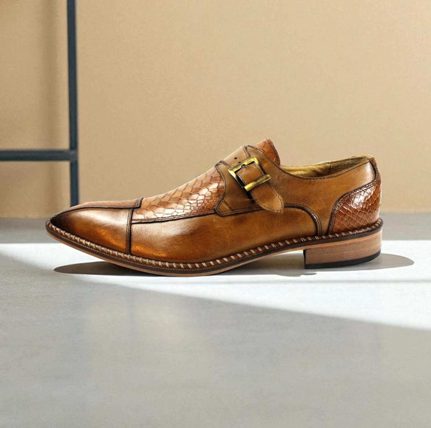 Ivan Troy Doula Red Crocodile Printed Monk Straps Calfskin  display picture 1