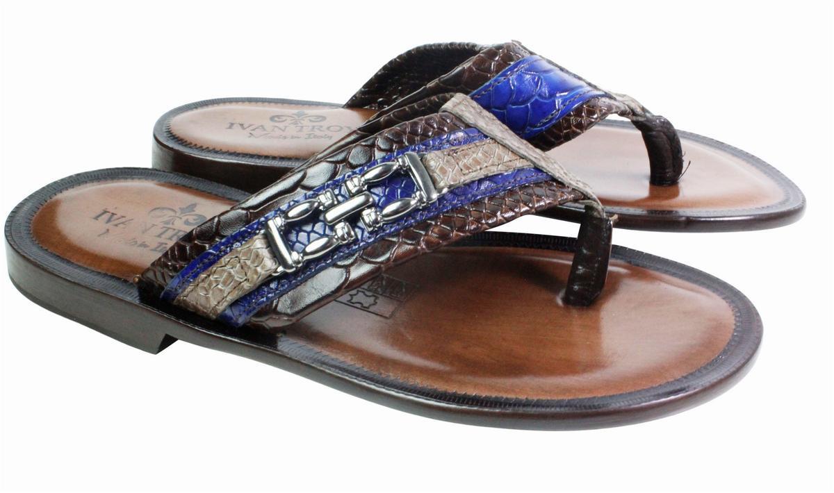 Luca Blue Mens Italian Leather Sandals Shoes luca-del-forte-enrico-shoes-  main image 4