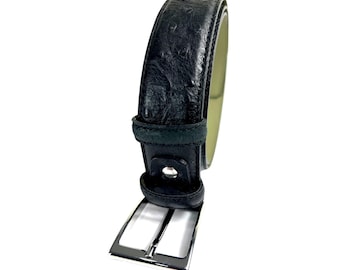 Black Ostrich Leather Belt – Men's Dress Belt