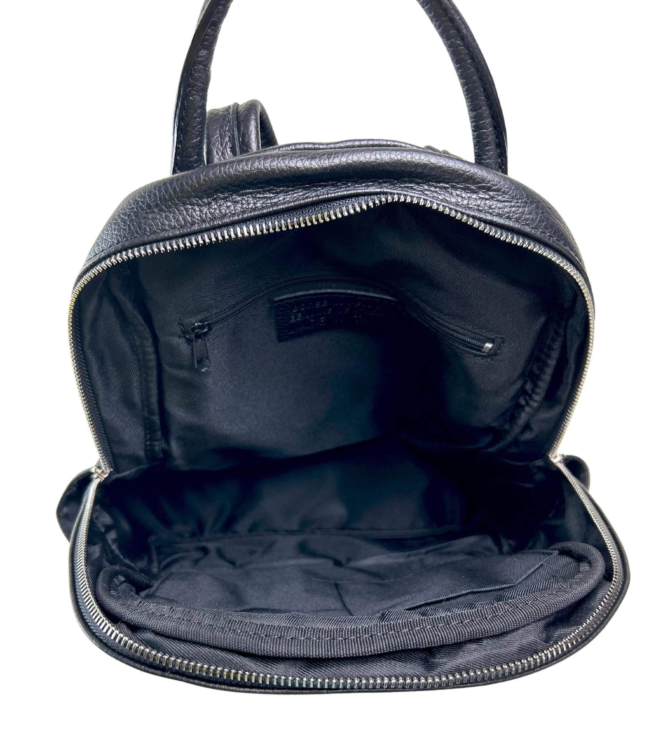 4803 Italian Leather Leather Backpack Purse Travel Bag - Black Italian Leather Backpack: Black Women main image 2