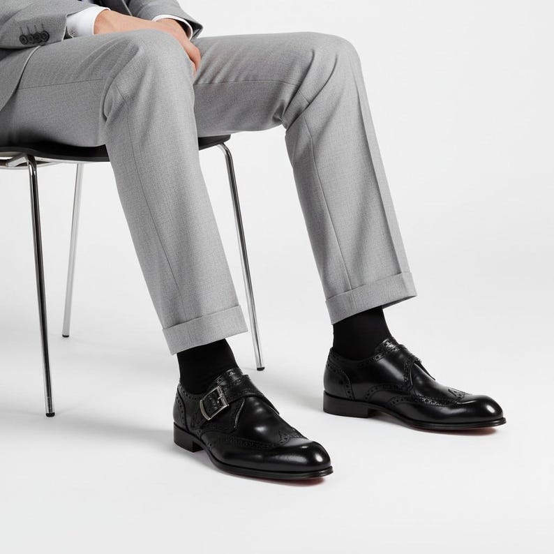 Ivan Troy Karim Black Monk Strap Shoes Men’s Dress Shoes image 4