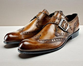 Ivan Troy Karim Brown Monk Strap Shoes Men’s Dress Shoes