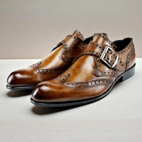 Ivan Troy Karim Brown Monk Strap Shoes Men’s Dress Shoes