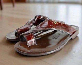 Italiaanse leren herensandalen Luke Red