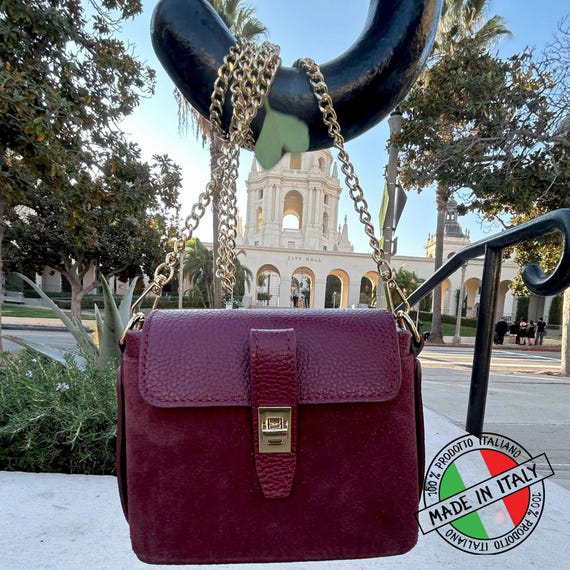 Ivan Troy Elena Suede Bordeaux Italian Leather Shoulder Bag  display picture 2
