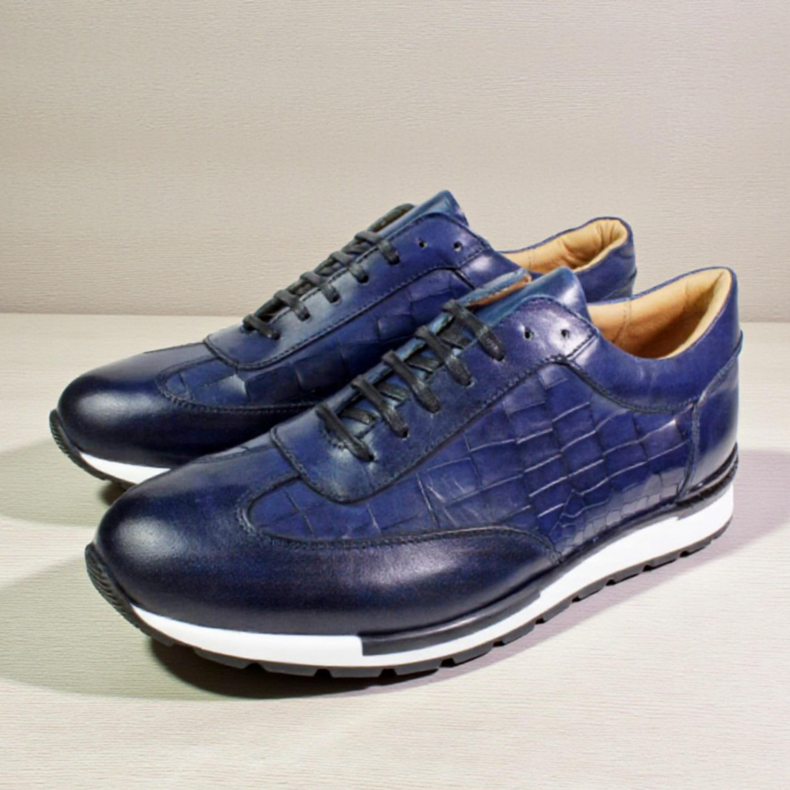 Ivan Troy Maury Blue Italian Dress Sneaker Shoes for Men 