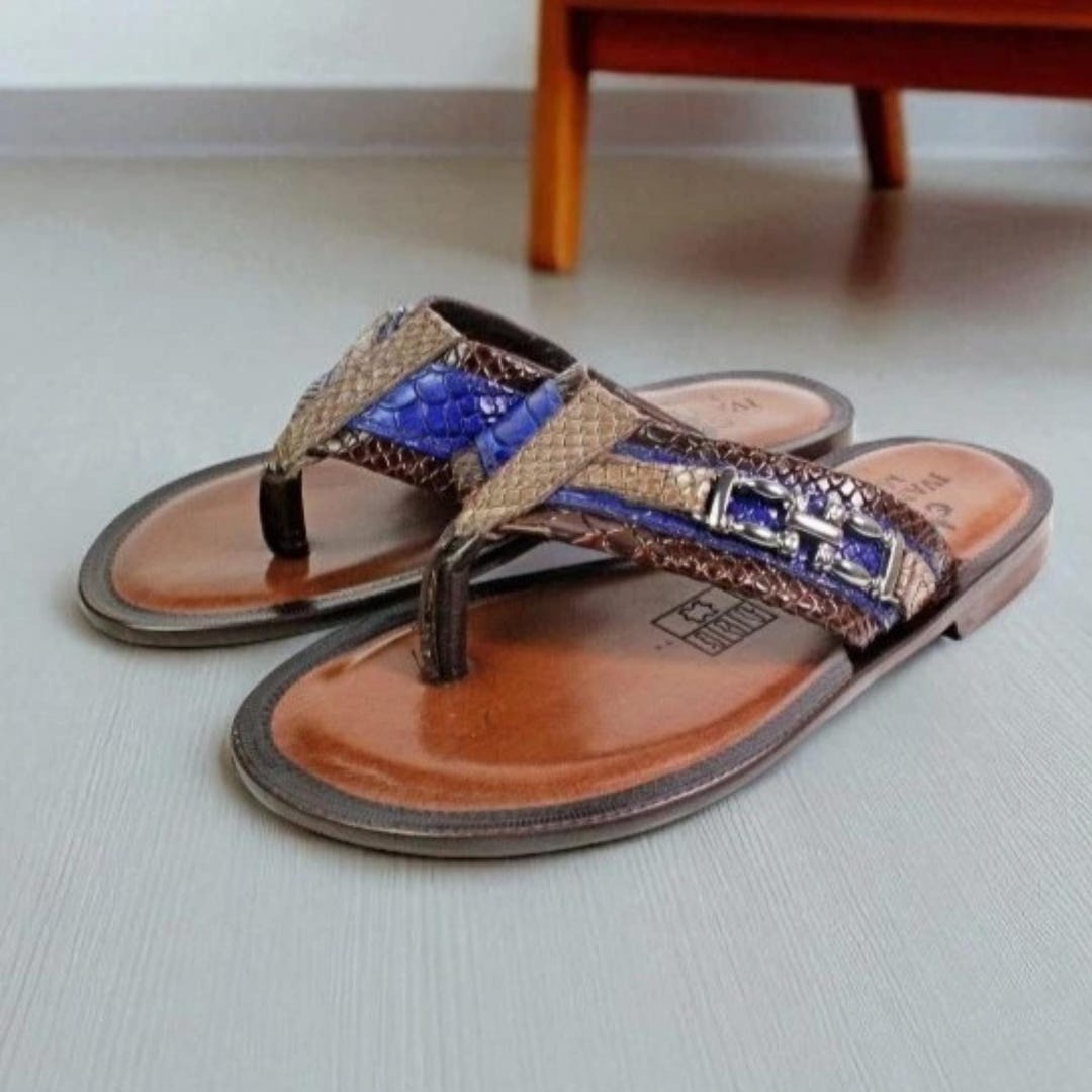 Luca Blue Mens Italian Leather Sandals Shoes Luca Blue Mens Italian Leather Sandals Shoes - Etsy main image 4