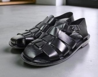 Mateo Black Men’s Italian Leather Sandals Shoes