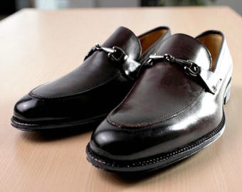 Handmade Italian Leather Moccasin Loafers - Men's Peter Brown Dress Shoes/Made in Italy