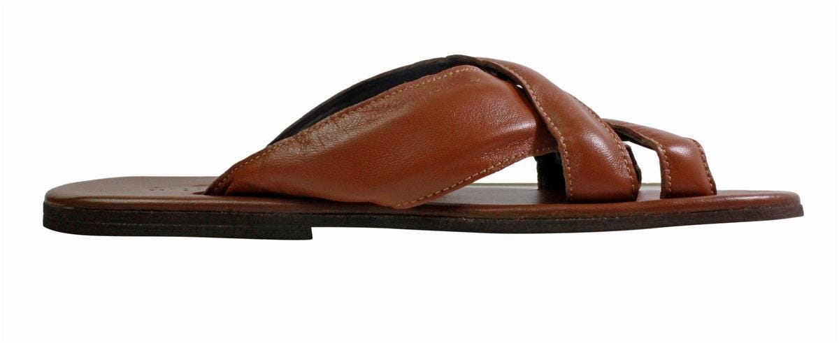Paradise Brown Mens Italian Leather Sandals Shoes - Etsy display picture 3