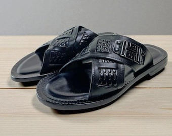 Jacob Black Men’s Italian Leather Sandals Shoes