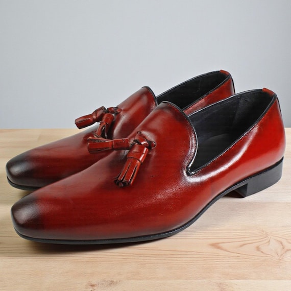 Handmade Italian Leather Loafers With Tassels, Boys