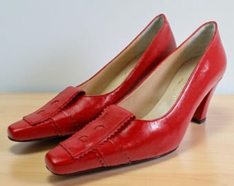 Womens Red Leather Pumps, Italian High Heel Dress Shoes for Women, Made in Italy – Fifi
