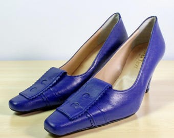 Ivan Troy Fifi Women Italian Blue Leather Pumps