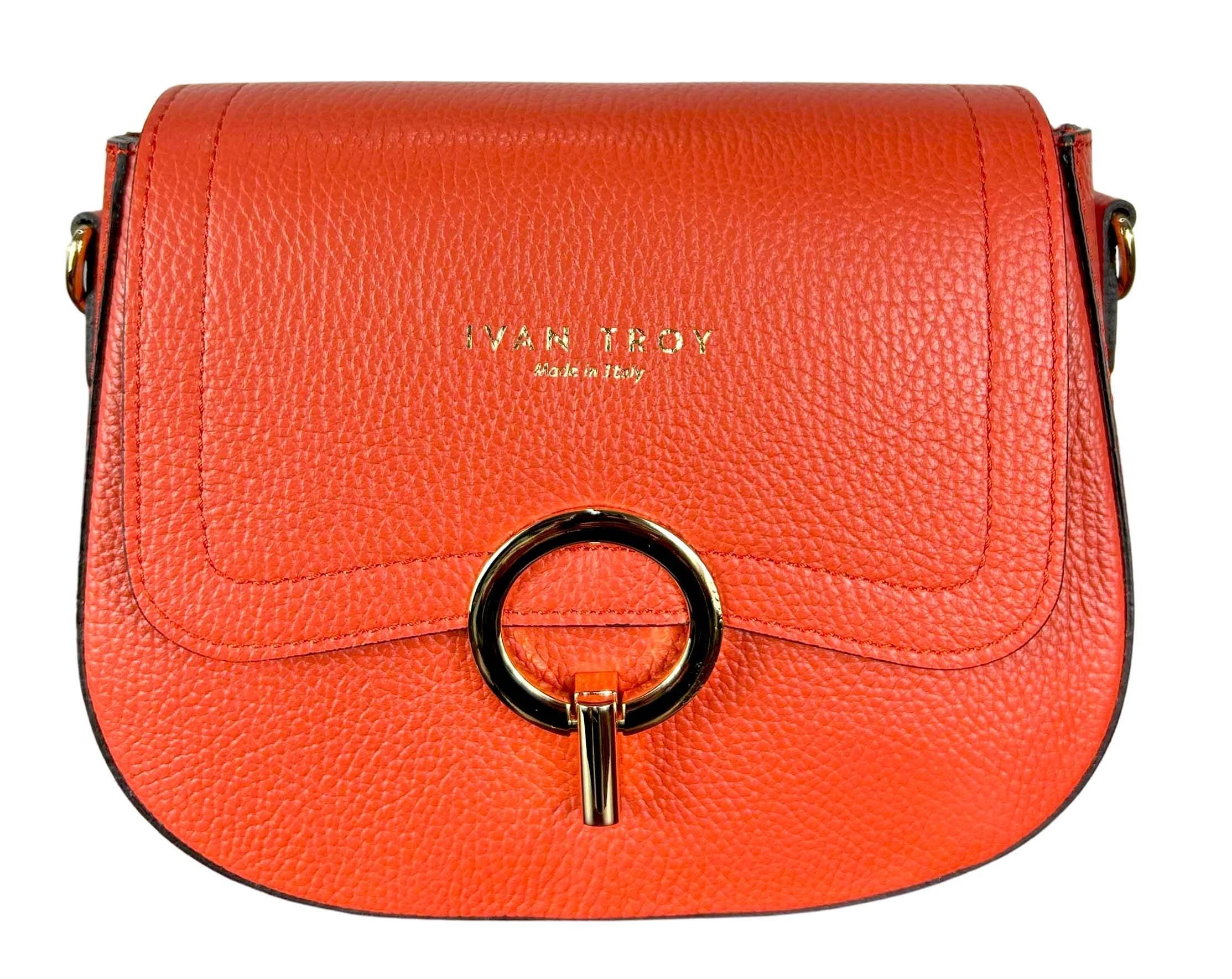 Orange Italian Leather Shoulder Bag: Handmade in Italy - Etsy display picture 1