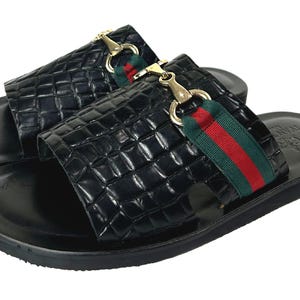 Mark Black Mens Italian Leather Sandals Shoes image 11