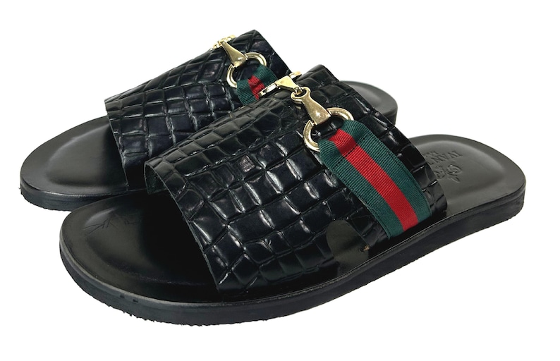 Mark Black Mens Italian Leather Sandals Shoes image 11