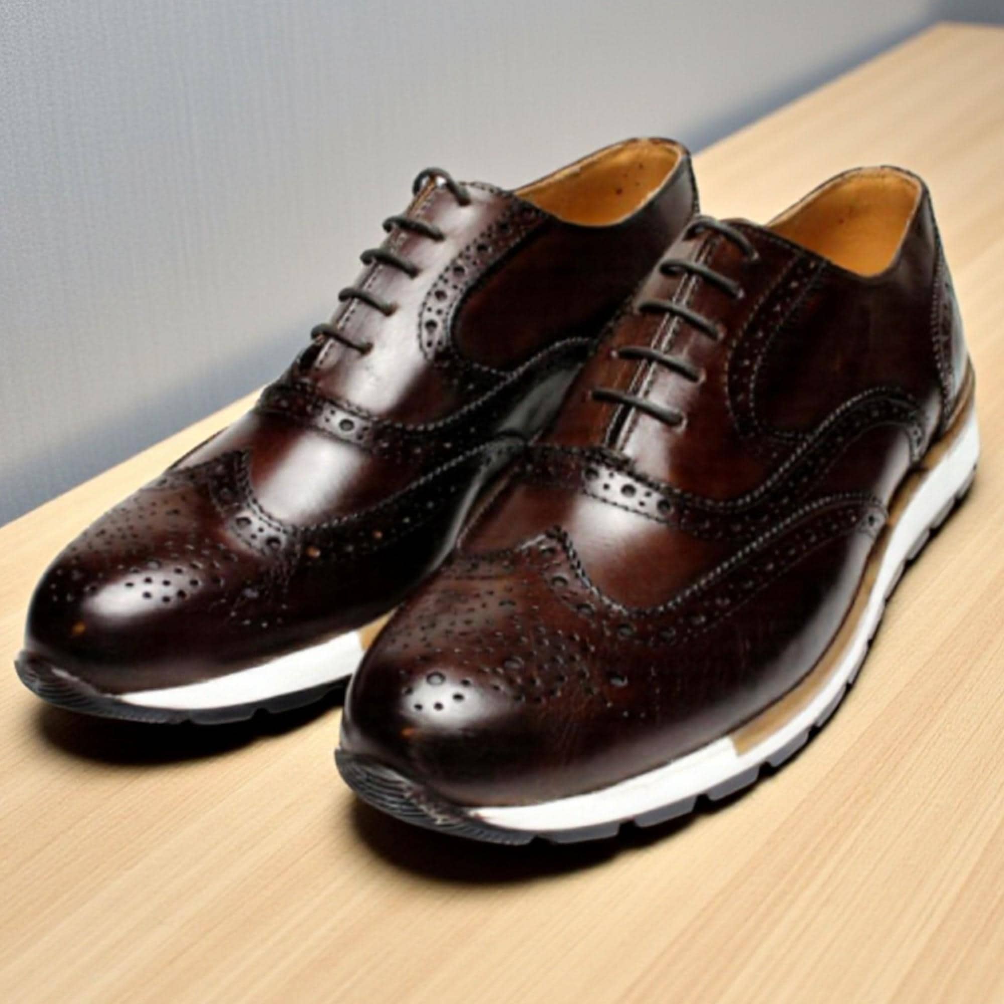 Italian Handmade Men\'s Leather Sneaker/ Jamal Brown Italian Mens Dress Sneakers 100% Genuine Italian Leather Shoe in Jamaika Brown. Great  main image 4